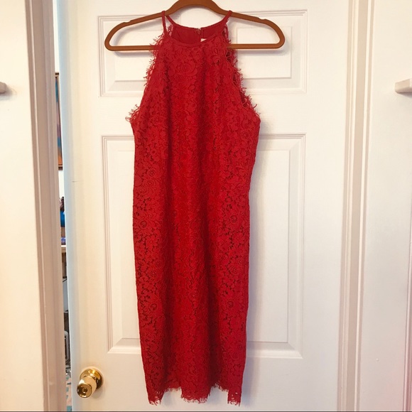 NWT Ann Taylor Loft Red Lace Dress - Picture 1 of 5